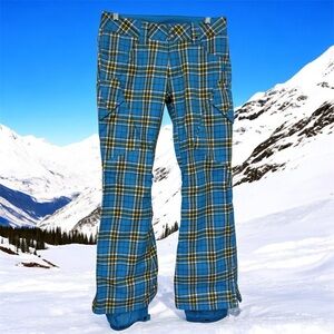 BURTON DRYRIDE SNOWBOARD PANTS BLUE TARTAN PLAID